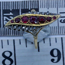 Antique Victorian Ring Rubies Diamonds 18k Gold Silver French Napoleon III(7034)