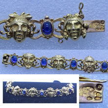 F BOUCHERON Antique Victorian Bracelet 18k Gold Sapphires Faces Masks (7000)