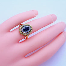 Antique Victorian Ring Sapphire Diamonds 18k Gold Napoleon III French (7042)