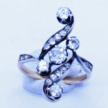 Antique Imperial Russian Ring 14k Gold Diamonds Silver Art Nouveau (7061)
