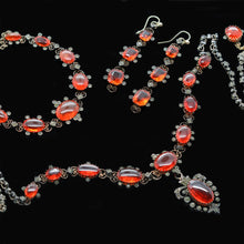 Antique Edwardian Fire Opal Set Necklace Bracelet Earrings Royal Warrant (5977)