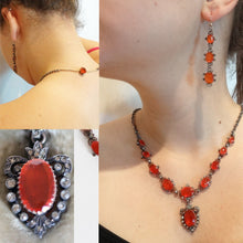 Antique Edwardian Fire Opal Set Necklace Bracelet Earrings Royal Warrant (5977)