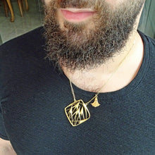 Art Nouveau Pendant Chain Necklace 18k Gold Signed Miault Unisex (6348)