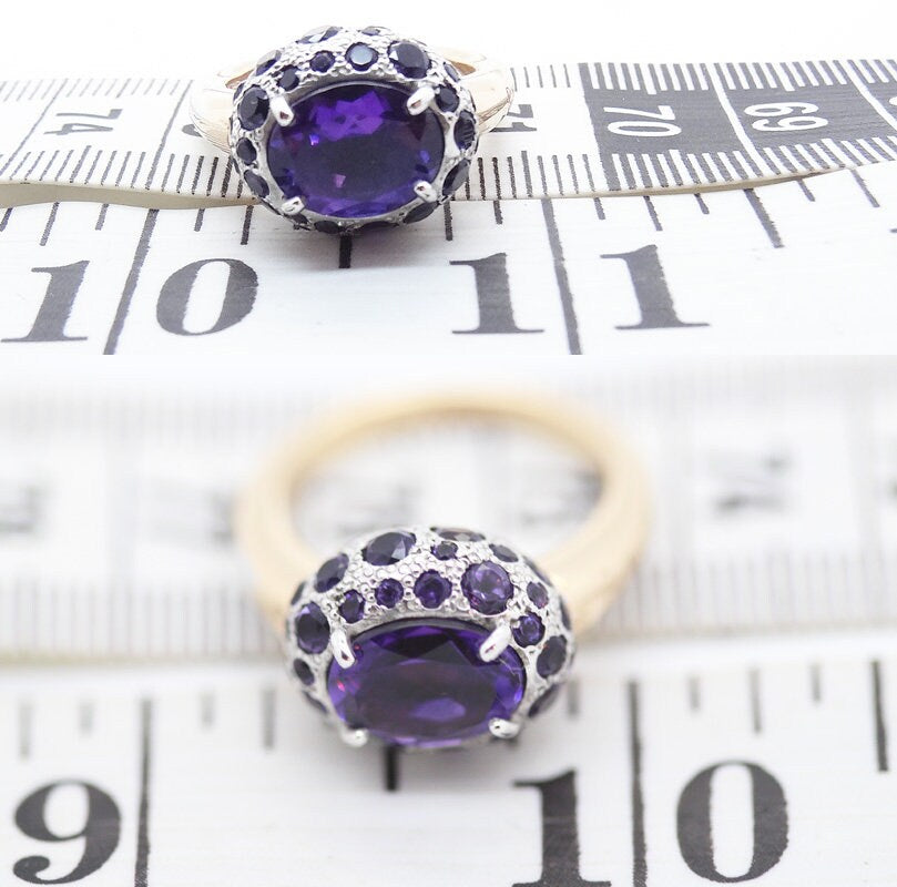 Pomellato Tabou Ring Purple Amethyst 18k Gold Silver Italian Designer (5951)