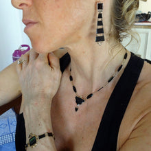 Antique Gold Mourning Jewelry Set Earrings Necklace Bracelet Pin Hearts (6073)