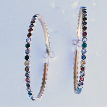 Vintage Earrings Navaratna 22k Gold Gems Hoop Amuletic Jewelry India(6457)