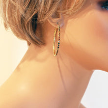 Vintage Earrings Navaratna 22k Gold Gems Hoop Amuletic Jewelry India(6457)