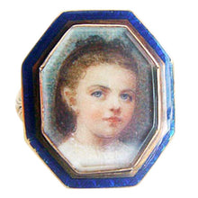 Ring Antique Miniature Portrait. 18k Gold Enamel French (#4728)