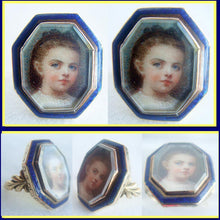 Ring Antique Miniature Portrait. 18k Gold Enamel French (#4728)