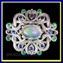 Antique Art Nouveau Brooch F Walter Lawrence Gold Opal Demantoid Sapphires (7067)