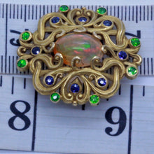Antique Art Nouveau Brooch F Walter Lawrence Gold Opal Demantoid Sapphires (7067)