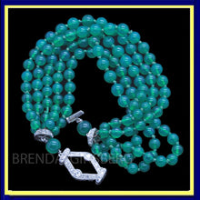 Antique Art Deco Bracelet Platinum Diamonds Chrysoprase / Gem Chalcedony (7066)