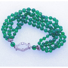 Antique Art Deco Bracelet Platinum Diamonds Chrysoprase / Gem Chalcedony (7066)