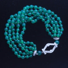 Antique Art Deco Bracelet Platinum Diamonds Chrysoprase / Gem Chalcedony (7066)