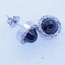 Antique Art Deco Earrings Platinum Cabochon Sapphires Diamonds C1920 (7068)