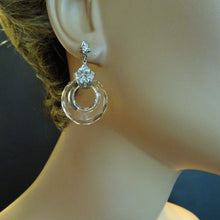 Antique Art Deco Earrings Gold Diamonds Carved Rock Crystal Dangle Hoops (7074)