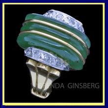 Vintage Retro Ring 18k Gold Jade Diamonds Made circa 1940's Appraisal (7064)