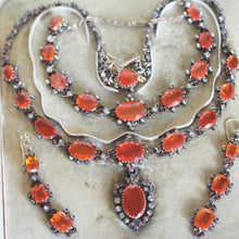 Antique Edwardian Fire Opal Set Necklace Bracelet Earrings Royal Warrant (5977)