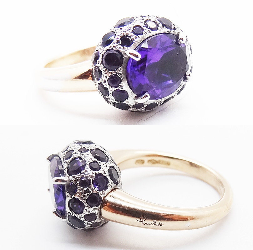 Pomellato Tabou Ring Purple Amethyst 18k Gold Silver Italian Designer (5951)