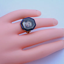 Ring Antique Miniature Portrait. 18k Gold Enamel French (#4728)
