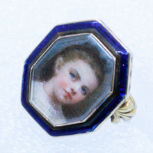 Ring Antique Miniature Portrait. 18k Gold Enamel French (#4728)