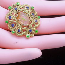 Antique Art Nouveau Brooch F Walter Lawrence Gold Opal Demantoid Sapphires (7067)