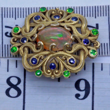 Antique Art Nouveau Brooch F Walter Lawrence Gold Opal Demantoid Sapphires (7067)