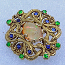 Antique Art Nouveau Brooch F Walter Lawrence Gold Opal Demantoid Sapphires (7067)