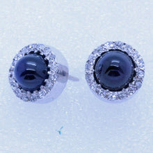 Antique Art Deco Earrings Platinum Cabochon Sapphires Diamonds C1920 (7068)