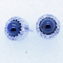 Antique Art Deco Earrings Platinum Cabochon Sapphires Diamonds C1920 (7068)