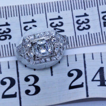 Antique Vintage Deco Ring Asscher Cut E Diamond GIA Platinum Engagement (7072)