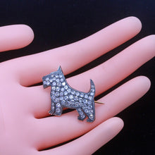 Antique Art Deco Scottie Dog Brooch Pin 15Ct Gold Silver Diamonds Unisex (7081)