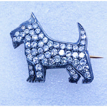 Antique Art Deco Scottie Dog Brooch Pin 15Ct Gold Silver Diamonds Unisex (7081)