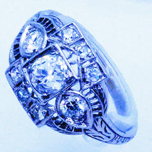 Antique Edwardian Ring Platinum Diamonds Engagement Wedding Ring early 20C(7082)