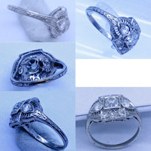 Antique Edwardian Ring Platinum Diamonds Engagement Wedding Ring early 20C(7082)