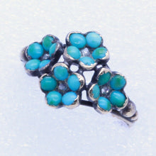 Antique Victorian Ring 18k Gold Silver Turquoise Diamonds French Romantic (7088)