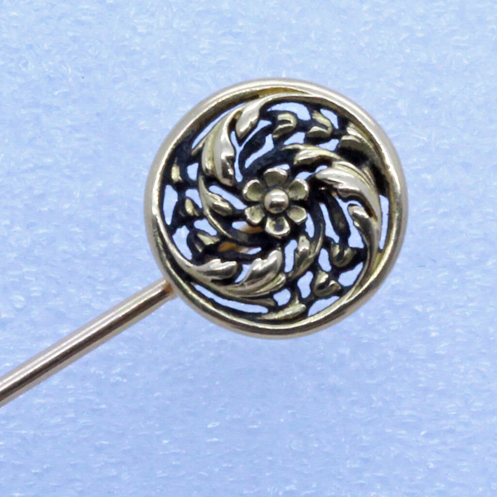 Signed WIESE Antique Victorian Brooch Pin Tie Scarf 18k Gold French Unisex (7101)