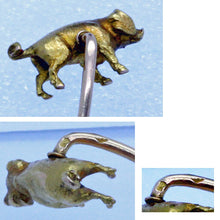 Antique Victorian Brooch Pin 18k Gold Garnet Pig Scarf Tie French Unisex (7106)