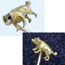 Antique Victorian Brooch Pin 18k Gold Garnet Pig Scarf Tie French Unisex (7106)