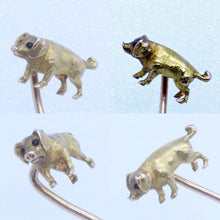 Antique Victorian Brooch Pin 18k Gold Garnet Pig Scarf Tie French Unisex (7106)