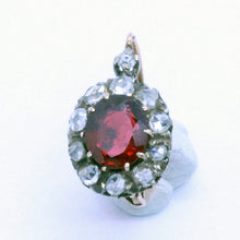 Antique Victorian Earrings 18k Gold, Silver, Garnets, Diamonds, French (7109)
