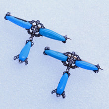 Antique Early Victorian Pair Brooches 18k Gold Turquoise Diamonds Silver (7105)