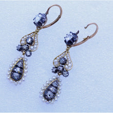 Georgian Set Earrings Necklace 18k Gold Diamonds Pearls French Bridal (7098)