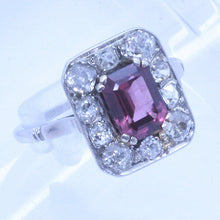 Antique French Ring Platinum Diamonds Garnet Belle Epoque Art Deco (7110)