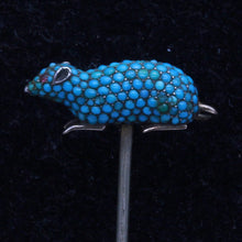 Antique Victorian Mouse Stick Pin Tie Brooch Gold Silver Turquoise Garnet (7114)