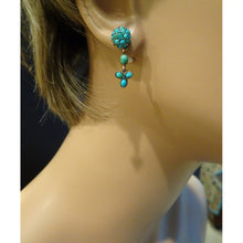 Antique Victorian Earrings Pendant Jewelry Set 9k Gold Turquoise Pearls (7115)