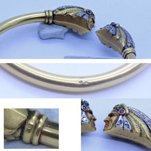Antique Art Nouveau Bangle Bracelet Gold Diamond Gem American Indian French(7001