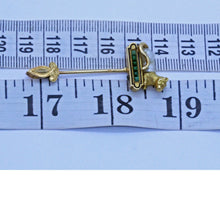 Antique Scarf Pin Brooch 18k Gold Natural Pearl Jade Cat French Unisex (7065)