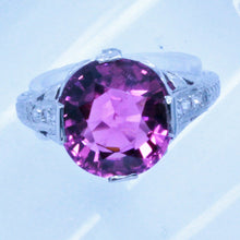 Antique Art Deco Ring Platinum Pink Tourmaline Diamonds Engagement Ring (7076)