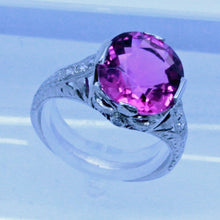 Antique Art Deco Ring Platinum Pink Tourmaline Diamonds Engagement Ring (7076)